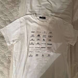 Balenciaga White Multi-Logo Short Sleeve Tee